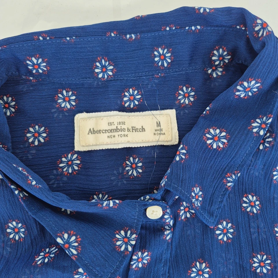 Camisa ABERCROMBIE & FITCH azul medio para mujer con cuello abotonado sin mangas Foto 4 de 4