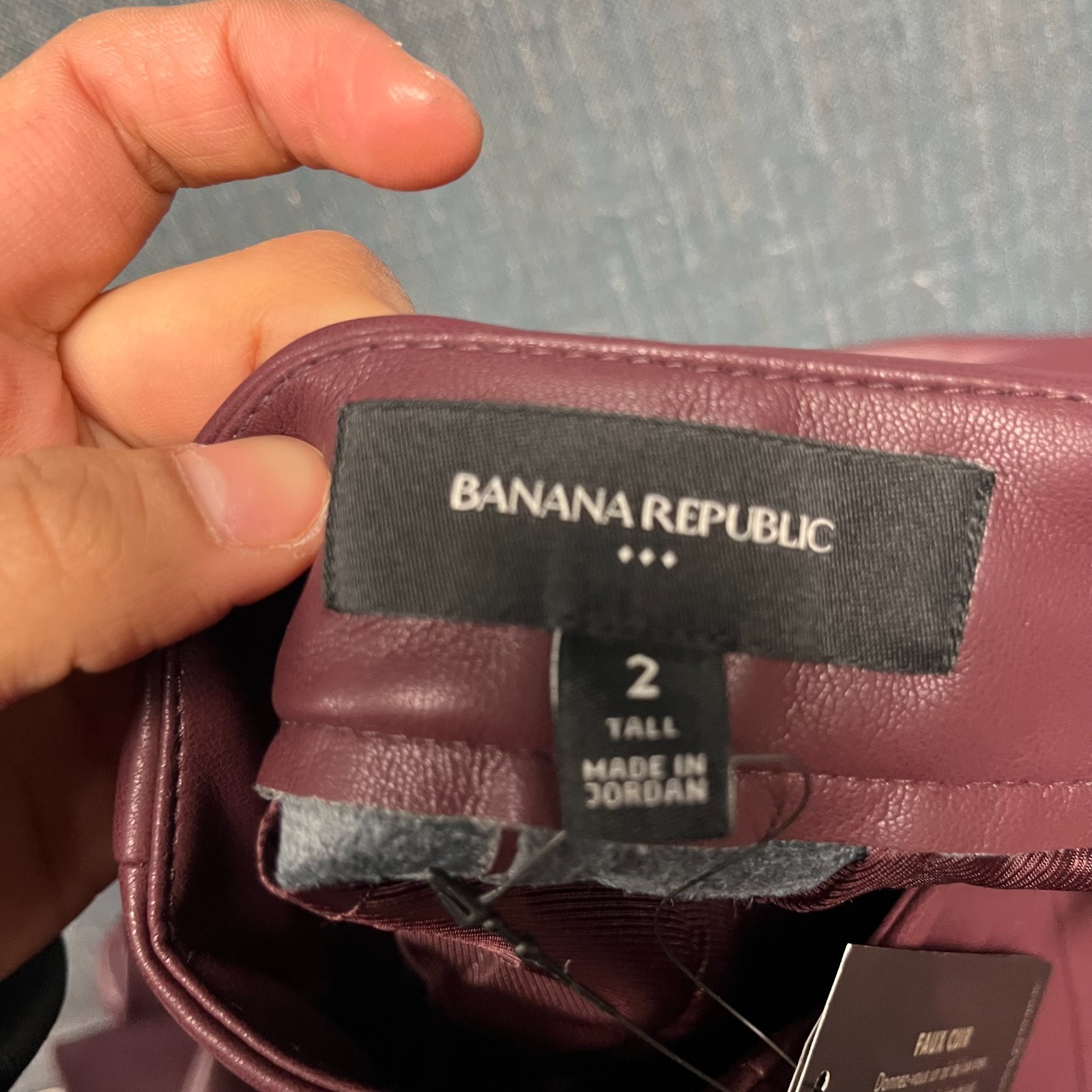 Banana Republic Women's Pants Size 2 Tall Burgundy Wide Leg Leather Button Fly thumbnail 11