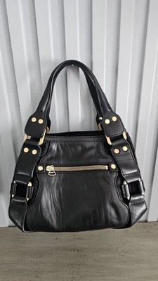 Jimmy Choo Mahala Purse Large Black Leather Double Handle | eBay