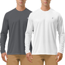 Mens UPF 50 UV Sun Protection Shirts Outdoor Long Sleeve SPF Rash Guard for Fis