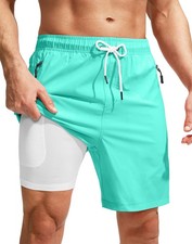 Men's Swim Trunks with Compression Liner Quick Dry Board Shorts Swimsuit Swim...