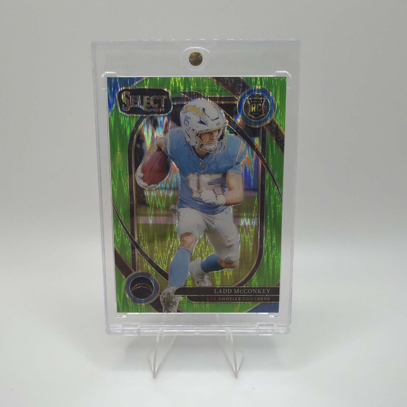 2024 Panini Select - Club Level Ladd McConkey #268 Neon Green Shock Prizm /499