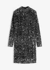 Paillettenkleid Gr. 40/42 Schwarz Silber Mini-Dress Abend-Kleid Partykleid Neu*