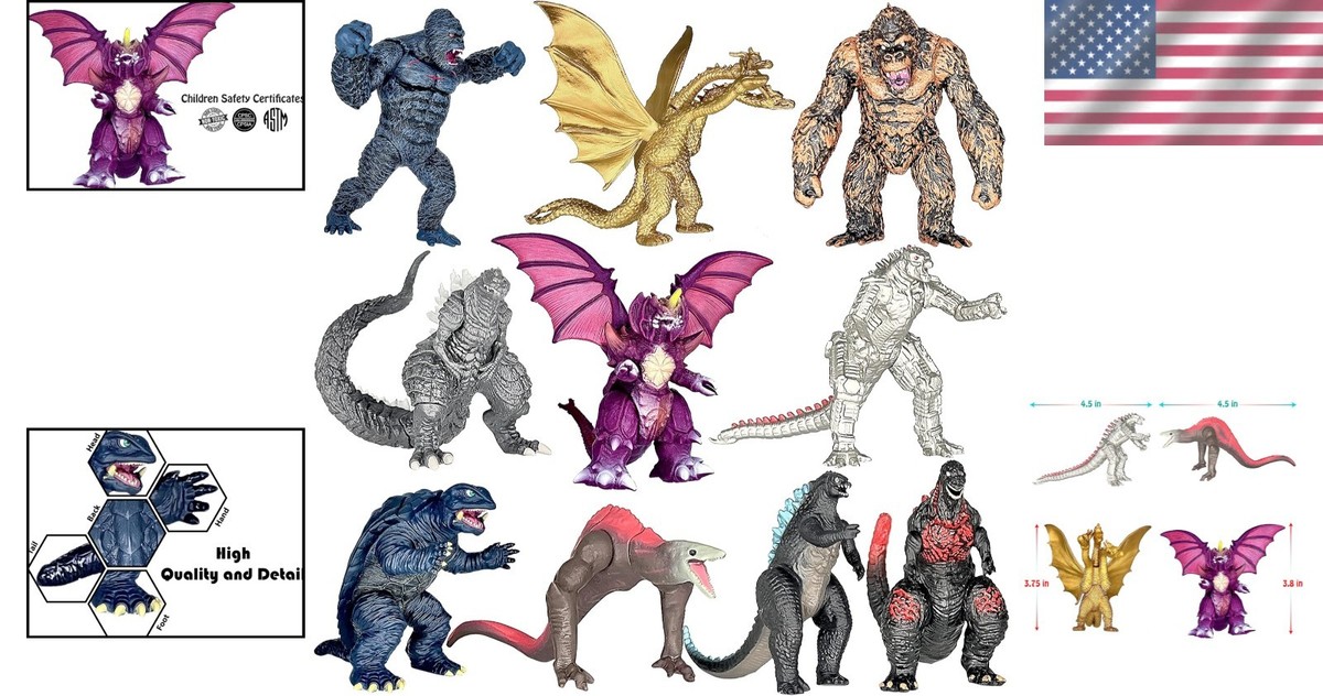 Exclusive 10-Piece Godzilla vs Kong Action Figure Set for