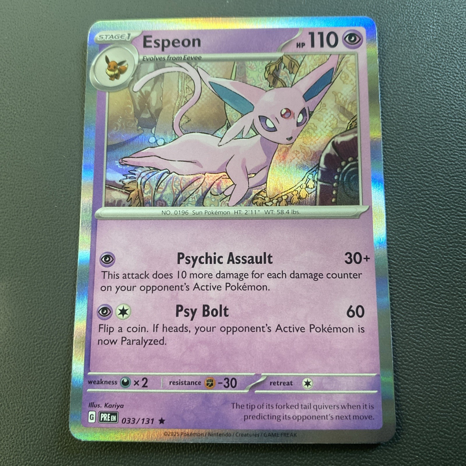 Espeon #033/131 SV: Prismatic Evolutions Holo Rare Pokemon Card NM