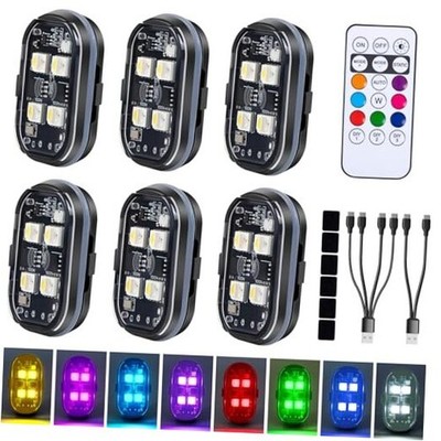 Upgraded 4LEDs 6PCS Wireless LED Strobe Lights with Remote Control, 8 Colors 
