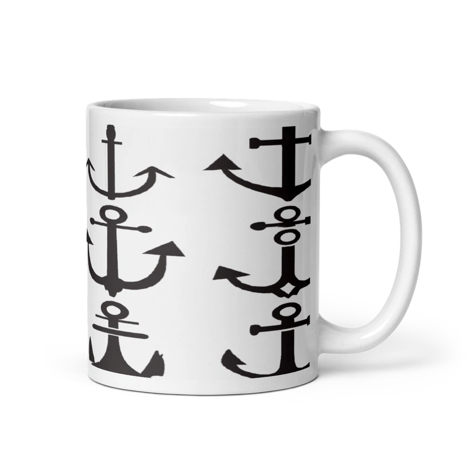 Taza de cerámica con iconos de anclaje náutico de 11 oz - taza de café/té Foto 2 de 3