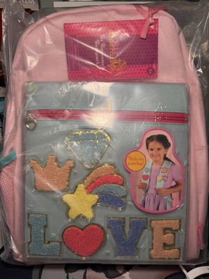 Our Generation ''Be Awesome'' Backpack Pink Blue Stick-on Patches 14.5'' NWT