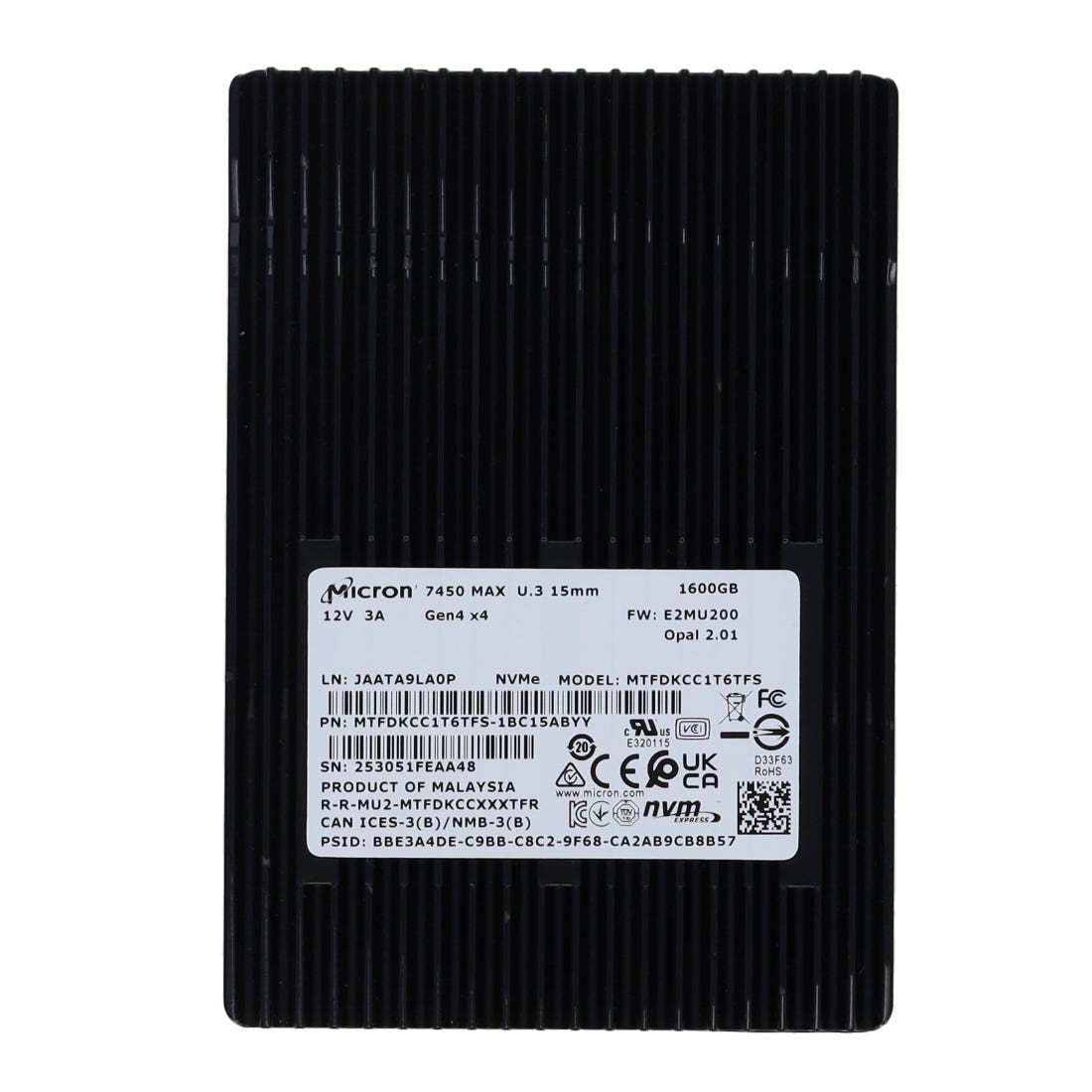 Micron MTFDKCC1T6TFS-1BC15ABYY 1.6TB U.3 PCIe NVMe SSD-1yr Warranty