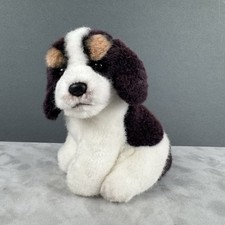 Russ Cocker Spaniel Dog Sitting Black  White Small 5" Plush Realistic