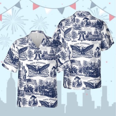 Retro 250 Years Of Freedom Shirt, Patriotic Eagle Statue Of Liberty Hawaiian