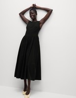 Marks & Spencer Womens Black Cotton Midi Women Dress - M&S
