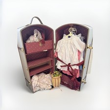 American Girl Samantha Steamer Trunk W/ Accessories, Clothes, Dresses Hangers