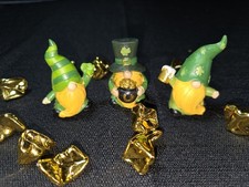 St. Patrick  s Day Leprechaun Gnome Set 3  2  Mini Shamrock Gnomes w/ Gold