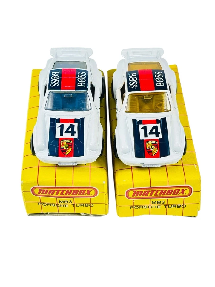 (2) Matchbox Superfast Varied MB3 Porsche Turbo Boss 14 - con cajas de rejilla amarillas Foto 3 de 4
