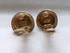 Vintage Carolee Earrings Baroque Pearl Faux Gold Tone Rope Border Round Clip On — photo 10
