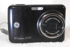 GE A1233 12.1 mp - 3x optical Pocket Camera w/  Time Lapse - Good - Tested +
