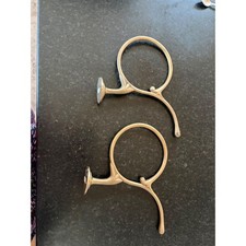 Vintage Solid Brass Robe Hooks Towel Ring Holders Made in India Set of 2