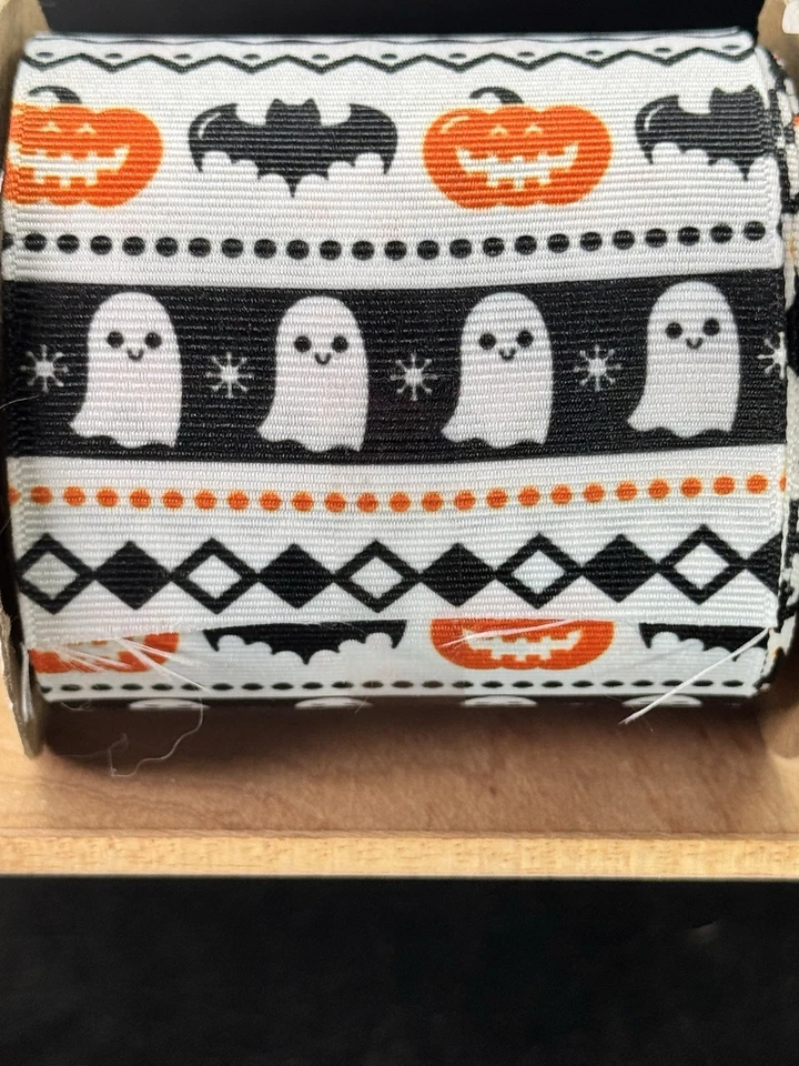Spooky Stitch Grosgrain Ribbon Halloween 3" X  5 Yards Tombstones  Voodoo Dolls - Image 4 of 4