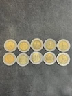 10 Thailand 10 Baht Coins, 10 X 10 THB Thai Bi-Metallic Cool Uncommon Vintage