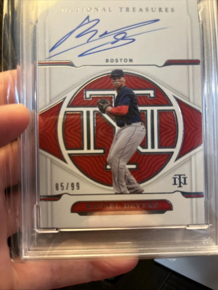 National Treasures Rafael Devers 2023 tarjeta automática/99 tarjeta PSA 9 ¡auto 9!! Foto 4 de 4
