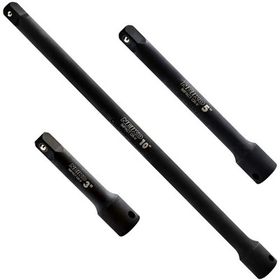 Schlagverlängerungsstangen Set 3tlg 3/8 Zoll CRV Stahl 7.6 12.7 25.4 cm Neiko
