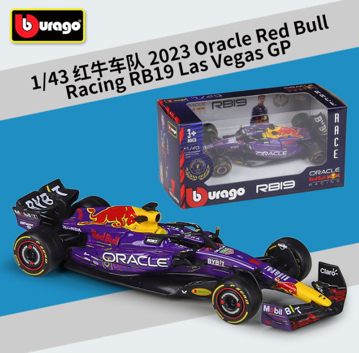 Bburago 1:43 2023 Oracle F1 Formula Red Bull RB19 La Vagas GP Racing Model Car