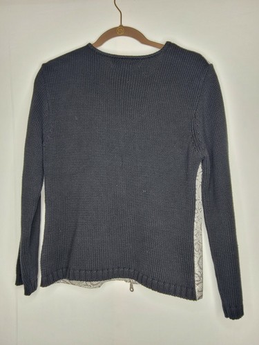 Chaqueta de punto para mujer Maurice Sasson negra marfil estampado animal con cremallera cuero talla L - Imagen 5 de 10