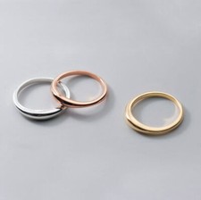 925 Sterling Silver Dome Simple Thin Band Ring A3309