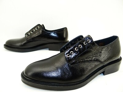 Jonak Didem lace up platform loafers women's shoes leather size 39 Black
