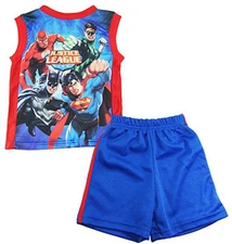 Justice League Boys Blue Tank Top 2pc Short Set Size 2T 3T 4T 4 5 6 7