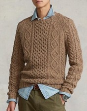 Polo Ralph Lauren Men's SPECKLED ARAN-KNIT WOOL-BLEND SWEATER Size XL NWT