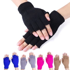 Thermal Knitted Fingerless Gloves Warm Winter Half Finger Gloves for Men Women #