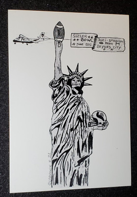Statue of Liberty- Satire- Super Bowl 1992 - Roger Larmande Sizi postcard