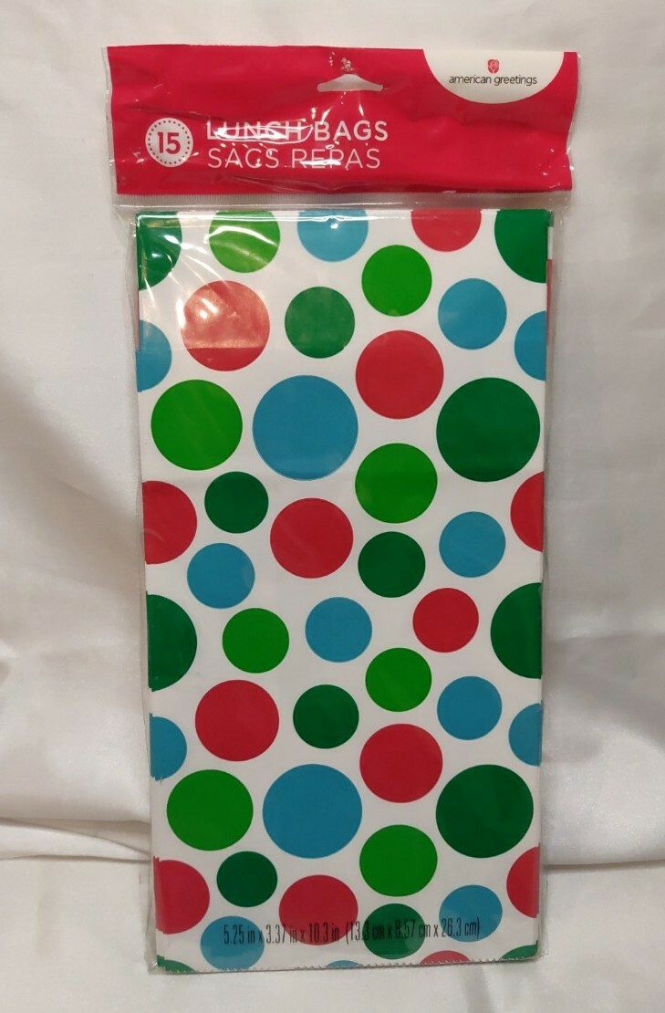 American Greetings Red/Green/Blue Polka Dot Lunch Bag Bundle