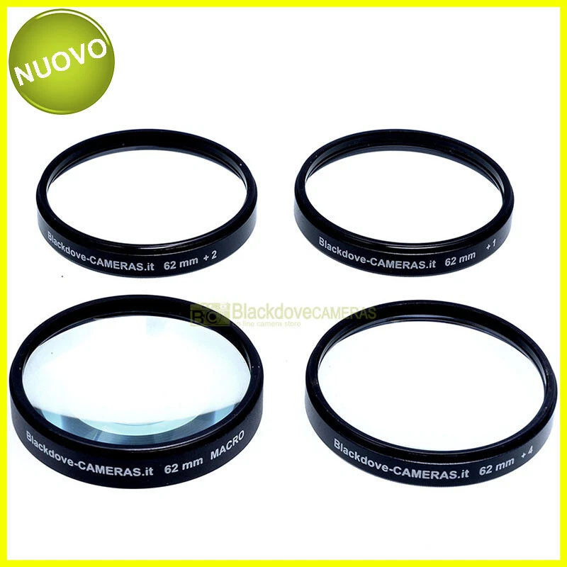 62mm. kit 4 additional +1 +2 +4 +10 diopters Blackdove-cameras. Close-up set.