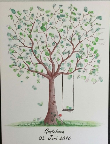 Wedding Tree Fingerabdruck Baum Hochzeit Geschenk Taufe Leinwand 50x70cm/60x80cm