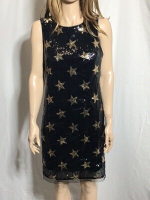 tommy hilfiger sequin dress Women's NWT Tommy Hilfiger Sequin Sleeveless Star Print Black Sheath Dress  Size8