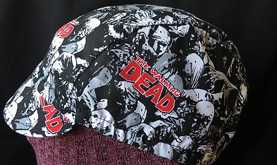 CYCLING CAP THE WAKING DEAD  100% COTTON PRINT ONE  SIZE OR ANY SIZE HANDMADE