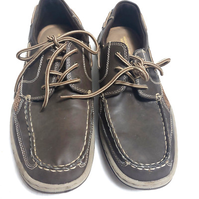 Highland Creek  Boat Loafer Shoes Mens 12M Brown Belize Memory Form Lace Up