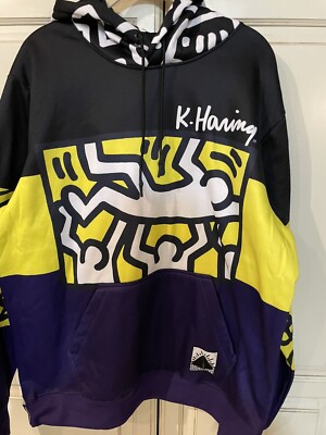 NWT Members Only X Keith Haring Men's Art Raise Up Icon Hoodie Large Logo Gift