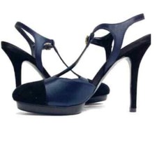 Tory Burch Mandy Women Suede Satin Platform Stiletto Shoe Size 6.5 M