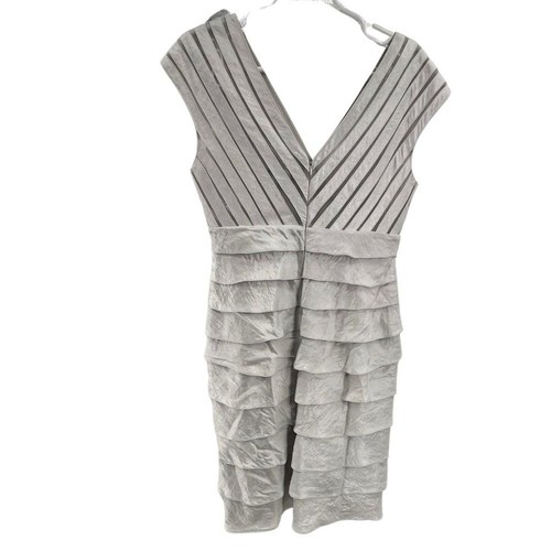 Adrianna Papell silver formal mini dress shutter pleated sheath cocktail formal - Picture 2 of 10