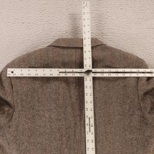 VTG Tweed Jacket M Gray Herringbone Barleycorn Herringbone 100% Wool Blazer 42R - Picture 14 of 17