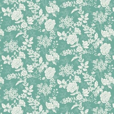 Tranquility By Kim Diehl For Henry Glass - Dark Aqua Floral  #826-111