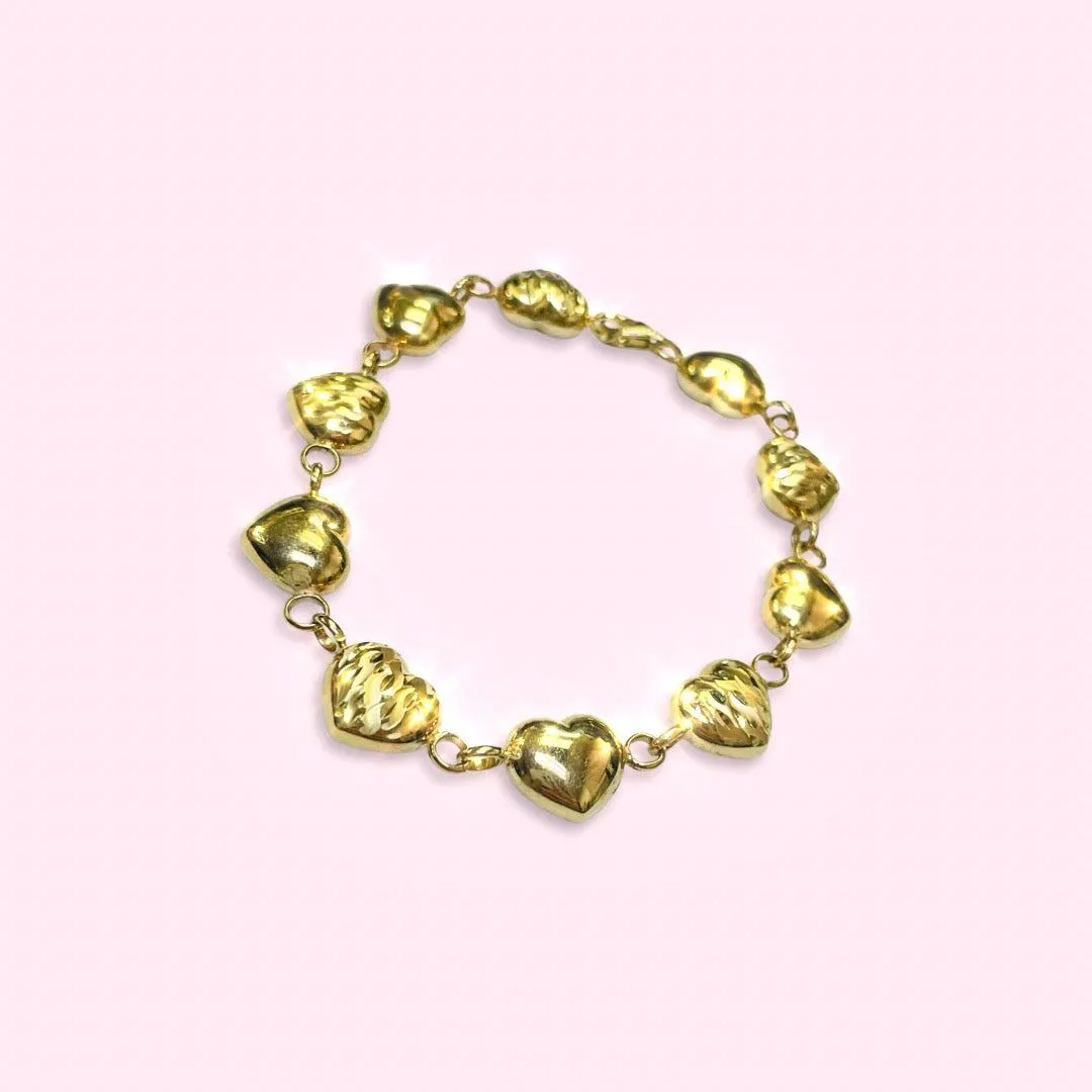 10k Fine Gold Heart Bracelet and Anklet for Women and Girls, (0.14