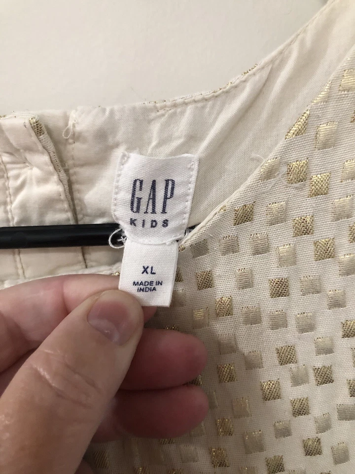 Vestido Gap Niñas Crema Y Dorado Talla XL (12-13) Foto 3 de 4