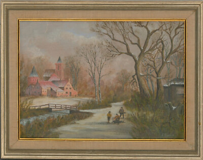 Frank Broadbent - Öl Des 20. Jahrhunderts, Dorf Im Winter