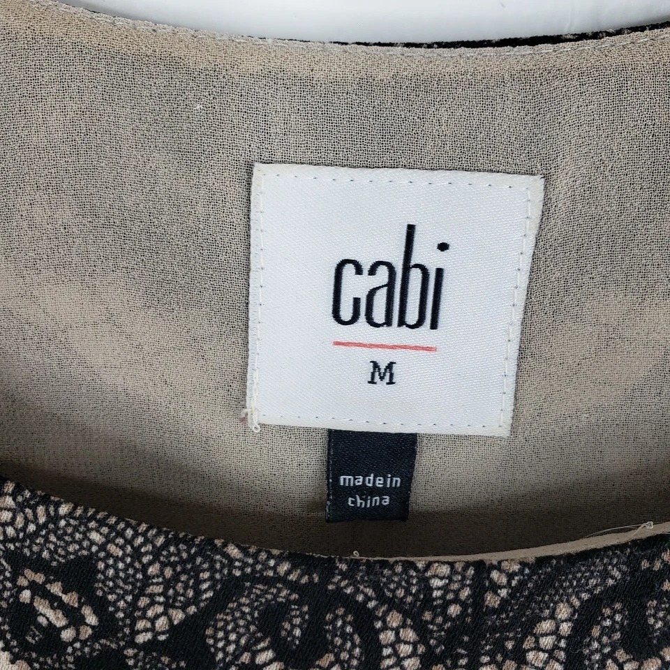 Vestido mini túnica cami estilo CAbi #3278 Monaco mediano negro beige estampado de encaje Foto 3 de 4