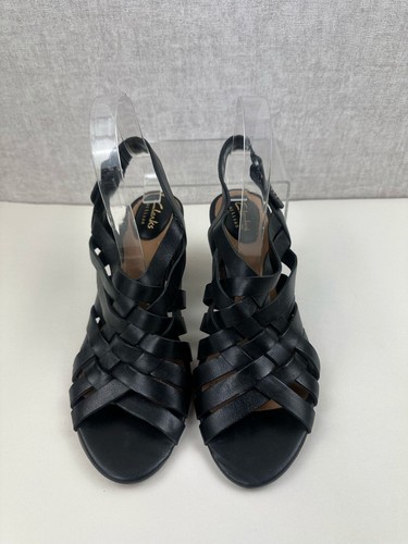 Clarks Women's Ralene Luster Heel Sandal Black Leather UK 5.5 D EUR 39 - Picture 4 of 10